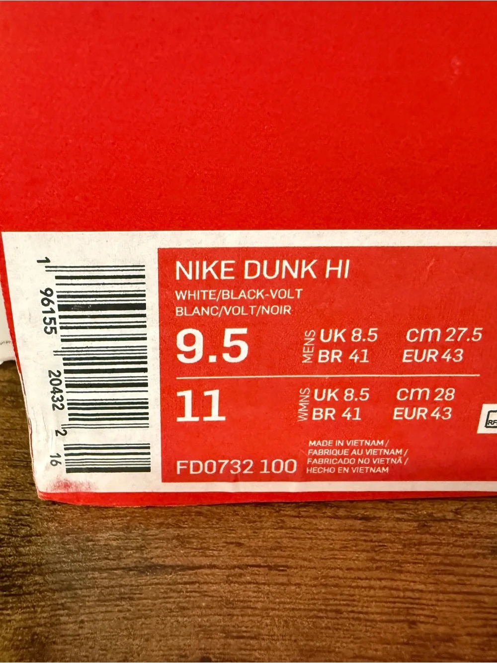 Nike Dunk Hi White Black Electric Panda New with Box